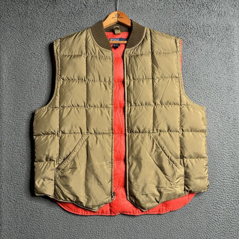 Polo Ralph Lauren Mens XL Puffer Down Hunting Outdoors Full Zip Vest Vintage Y2K